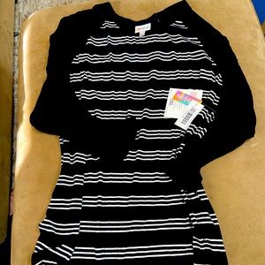Lularoe Black Randy, size 3XL, white stripes , new with Tags